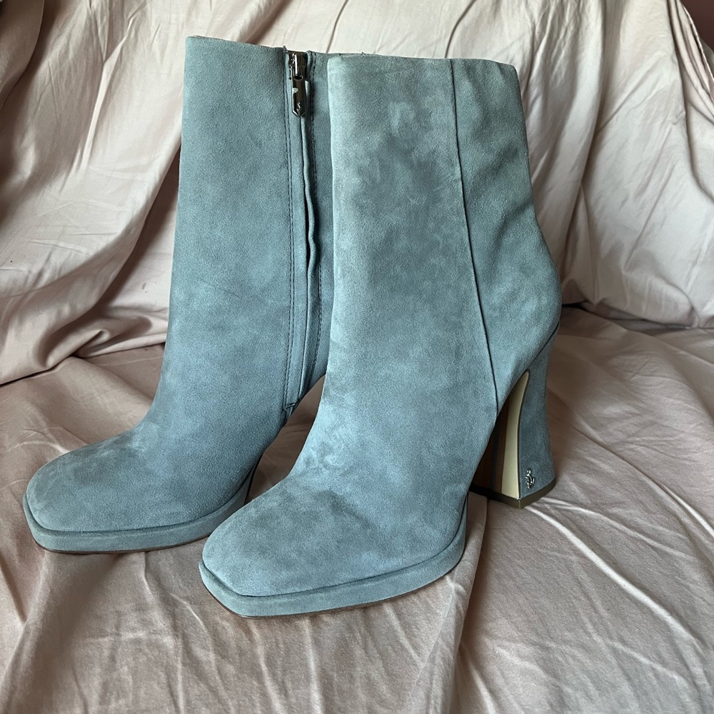 Sam Edelman Gray Suede Heeled Ankle Boots